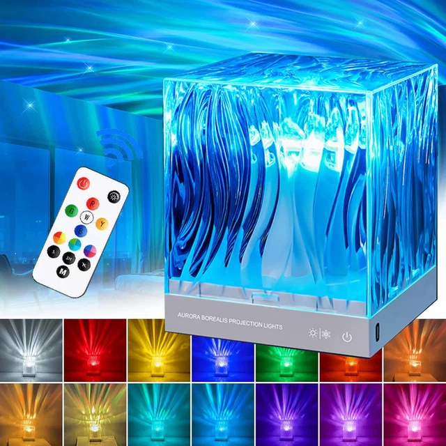 CUBE NORTHERN LIGHT Galaxy LED Aurora Light Projector Mood Night Light ...