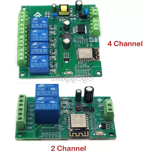 DC7-30V/5V ESP8266 WIFI 2/4 Channels Relay Module ESP-12F Development Board