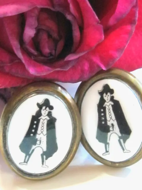 Rare 1960'S Canterbury Wanker Risque Sexual Black & White Porcelain Cuff Links