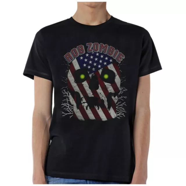 ROB ZOMBIE - USA Flag Skull - T Shirt S-M-L-XL-2XL Brand New - Official t Shirt