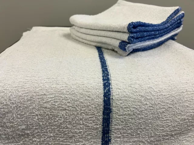 120 PIECES NEW BLUE STRIPED BAR MOPS BAR TOWELS RESTURANT CLEANING 16X19 inch