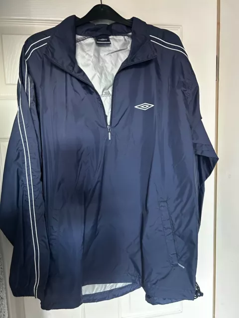 Umbro Waterproof Jacket Unisex Medium Blue Windbreaker Quarter Zip