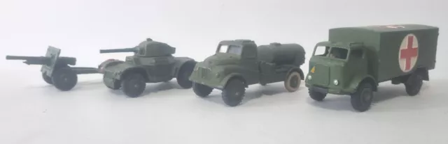 4X Original Vintage Dinky Toys Military Diecast Models