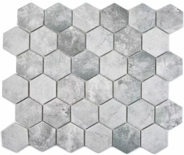 Mosaïque de Céramique Hexagone Ciment Gris Clair Carreau Sol Mur Cuisine Bain