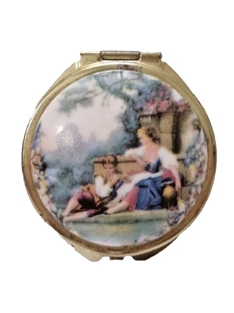 Petit Miroir De Sac Vintage En Laiton Doré - Occasion, Parfait Pour Le Maquillage De Poche