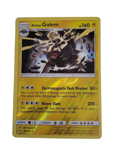 Golem Pokemon Trading Card, 2017, Stage 2, No.076, Megaton Pokemon, Pre Owned