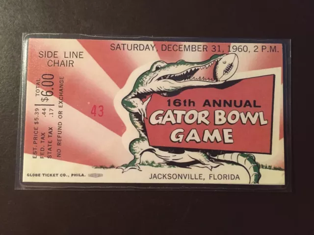 Arkansas Razorbacks 1960 Gator Bowl college football REPLICA ticket vs Ga.Tech