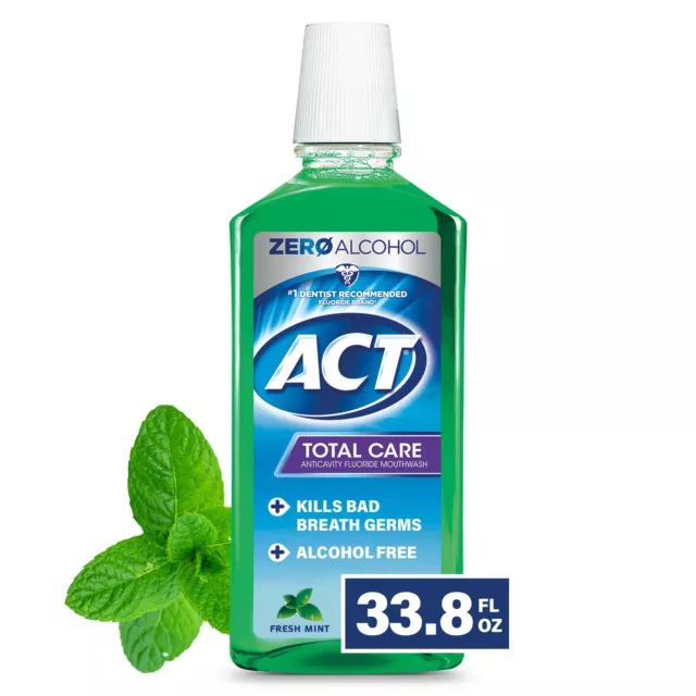 ACT Total Care Anticavity Fluoride Mouthwash with Zero Alcohol, Fresh Mint