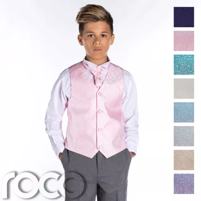 Boys Swirl Waistcoat Suit, Page Boy Suits, Boys Wedding Suits, Grey Trousers