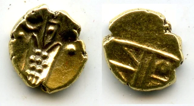 Rare gold fanam minted by the Dutch VOC company in Tuticorin, ca.1658-1779, Sout