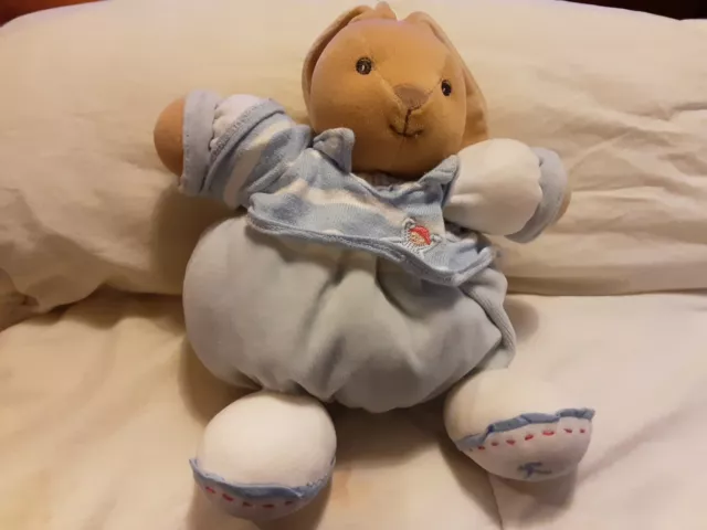 Doudou Peluche Lapin Boule Bleu Blanc Kaloo