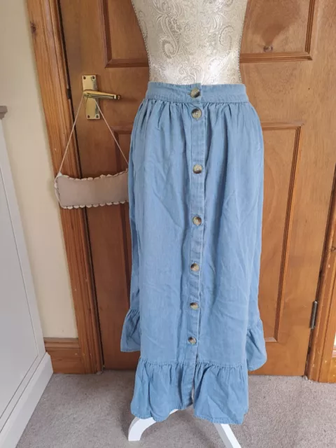 Selected Femme Skirt Blue Skirt  Midi Skirt Size 10 New Bnwt