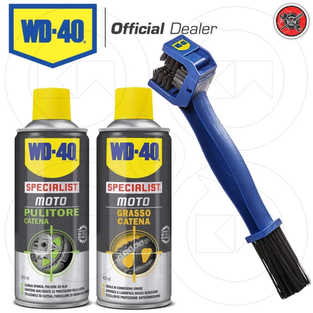 Kit Manutenzione Catena Moto Motocross Universale Wd40 Grasso-Pulitore-Spazzola