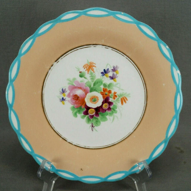 Lot De 6 Assiettes Anciennes Minton Angleterre - Décor Floral Bleu - Diamètre 10 1/2 Pouces