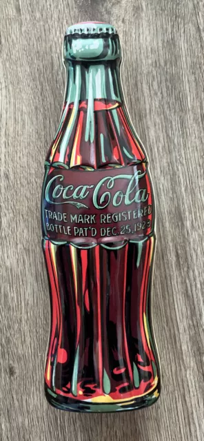 Coca Cola Coke Trademark Brand 9 1/2" Bottle Shaped Tin Box 2003