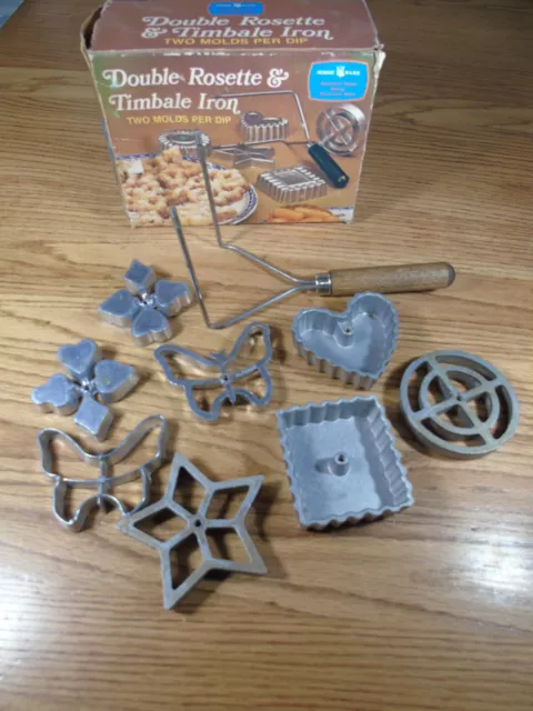 Vtg Nordic Ware Double Rosette and Timbale Iron 8 Molds Original Box