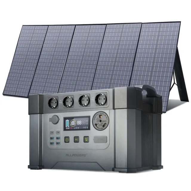 AFERIY Generateur Electrique Portable 2000W avec Panneau Solaire Portable  18V 200W, Generateur Electrique avec Cellule Solaire Pliable, Generateur