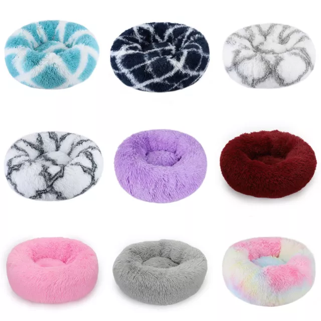 Super Fluffy Donut Pet Dog Cat Plush Bed Warm Soft Calming Bed Sleeping Nest