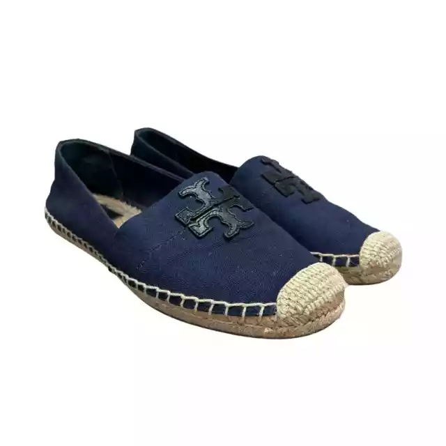 Tory Burch Navy Black Logo Espadrille Flats 8.5