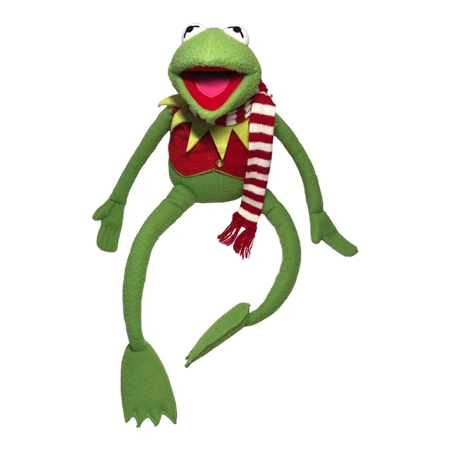 VINTAGE KERMIT THE Frog Plush Eden Toys Jim Henson's Red Vest Bow Scarf