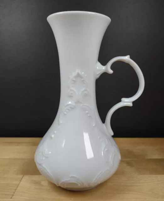 Royal Porzellan Bavaria KPM Germany White Embossed Bud Vase With Handle