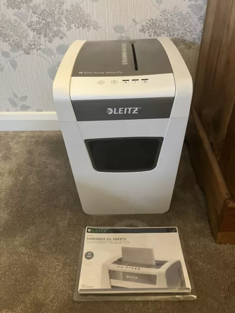 Leitz IQ Slim 10 Sheet Cross Cut Paper Shredder 23 Litre Bin Home & Office