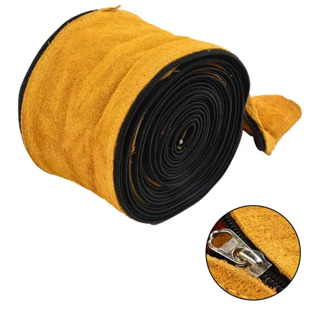 1x TIG Welding Torch Cable Cover 7m 23ft Long 4in Soft Leather W/ Zi Pper Yellow