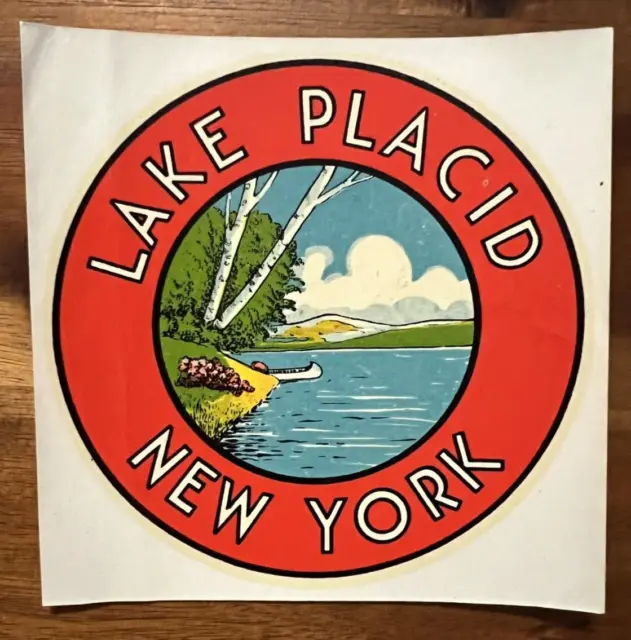 Original Vintage LAKE PLACID New York TRAVEL Water DECAL water sports Olympics