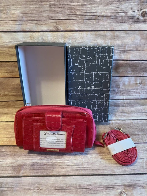 Samantha Brown Crossbody Wallet/Cell phone (Hot Pink) Croco