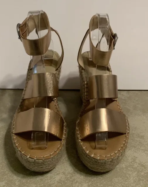 DV Dolce Vita Womens 8 Shae Rose Gold Espadrille Wedges Ankle Strap Sandals