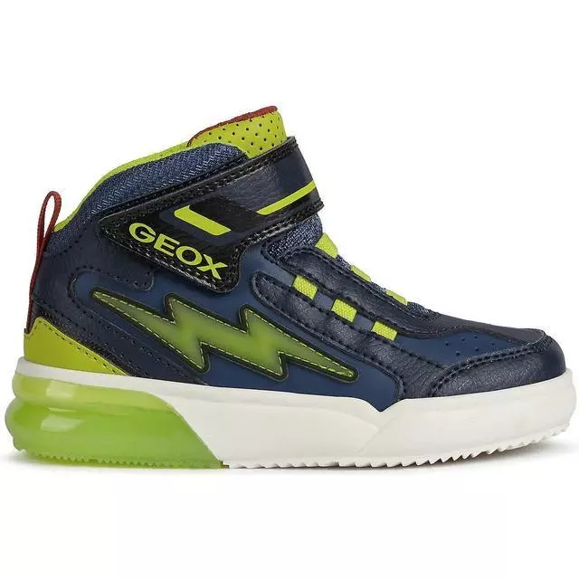 Geox Grayjay Kid's Light-Up Trainers Navy/Lime