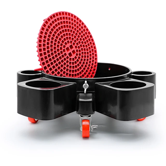 2 PCS HEAVY Duty Rolling Bucket Dolly Bucket Dirt Trap Car Wash Tools