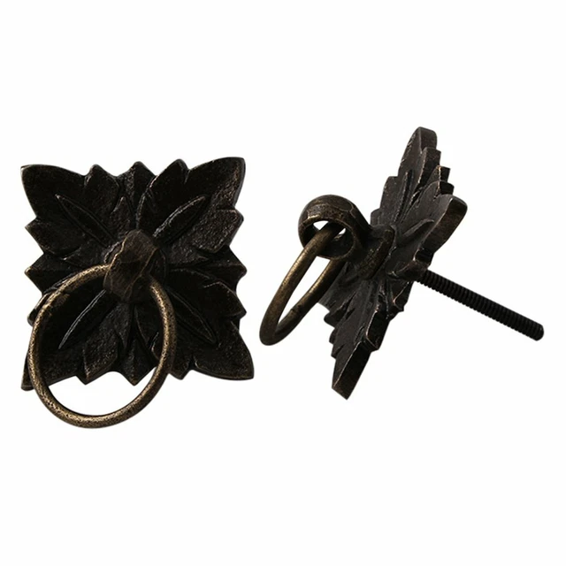 Main Fer Feuille Commode Boutons Tiroir Armoire Garde-Robe Poignée - 4 Pièces