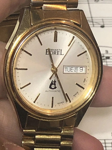 Montre Homme Vintage Ernest Borel Automatique Avec Diamant - Fonction Jour/date, Style Course, Occasion