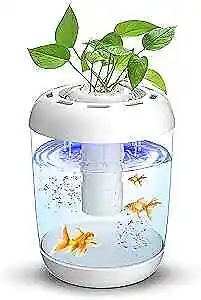 Betta Fish Tank 360° Small Aquarium Starter Kits with 7 Colors LED Lighting