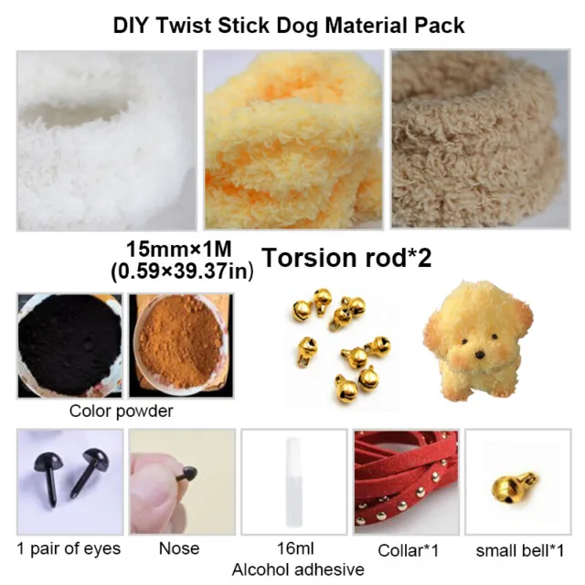 Twisting Stick Strip Plush Dog Material Pack Iron Wire Yarn Bar DIY Doll Toys 1M