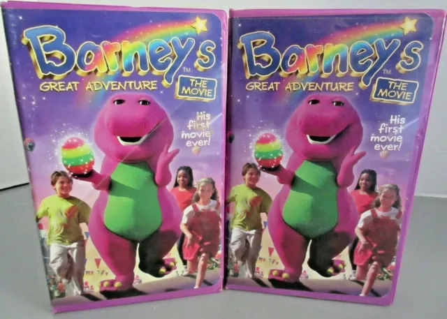 Two 1998 Barney's Great Adventure Movie VHS Tapes Purple Clamshell