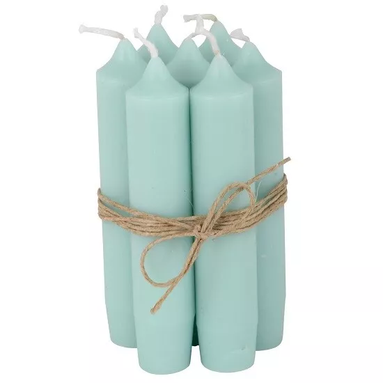 Set of 6 Short Dinner Mint Green Candles by Ib Laursen