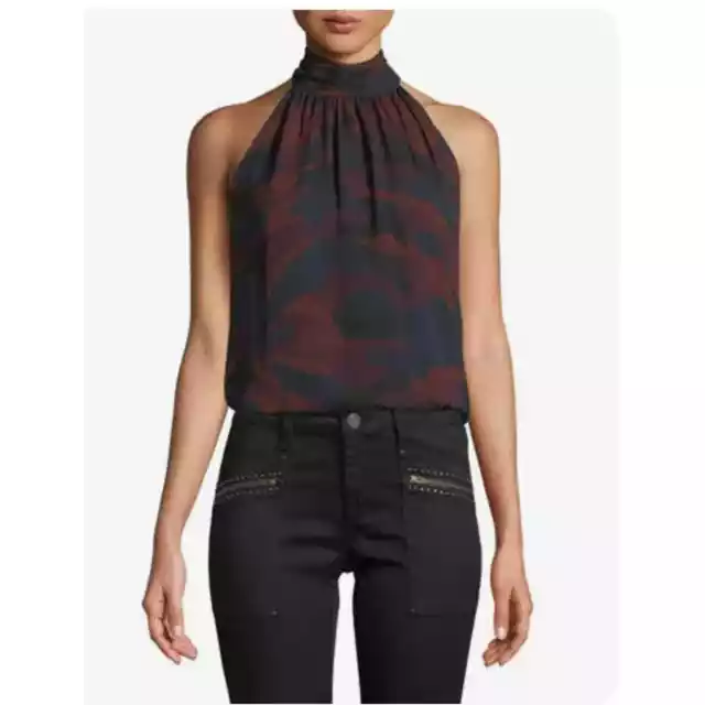 Joie Erola B Silk Halter Top Red Camo (size L)