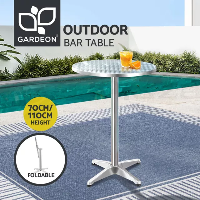 Gardeon Outdoor Bar Table Furniture Adjustable Aluminium Pub Cafe Table Round
