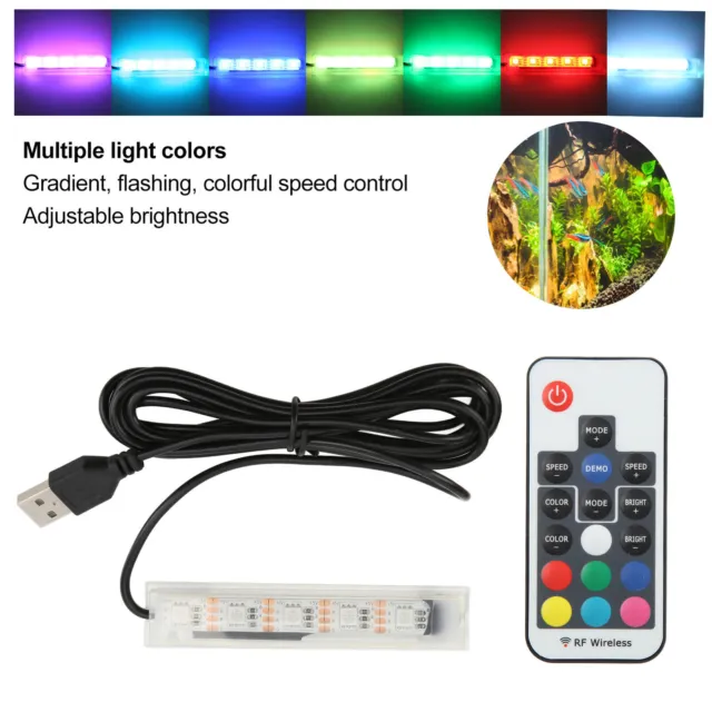 Micro Aquarium Light USB Powered Remote Control Colorful Fish Tank LED Lamp