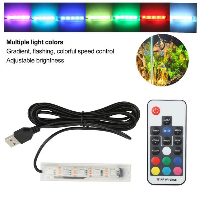 Micro Aquarium Light USB Powered Remote Control Colorful Fish Tank LED Lamp