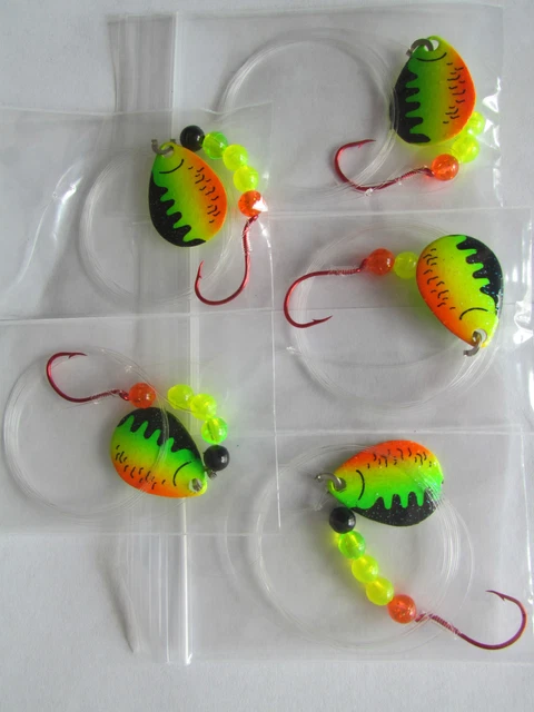 5 Spinner Rigs Leech Minnow Crawler Harness Walleye, Bass, Pike Colorado Blades