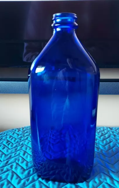 Vintage Cobalt Blue Genuine Phillips Glass Bottle Made in USA 9" Tall