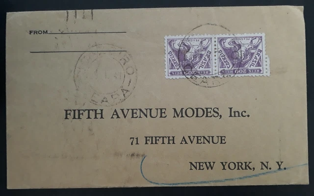 1941 Brazil Cover ties 2 stamps cancelled Juazeiro Ceara to New York