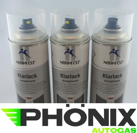 3x Normfest Vernis Transparent Très Brillant Lack-Spray
