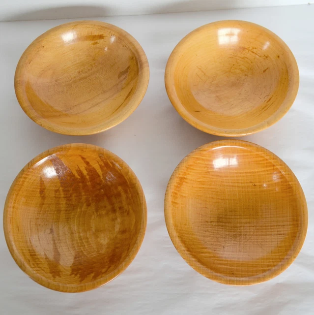 4 VTG J Shephard Nut Candy Serving Bowls Dishes Primitive USA Round Maplewood