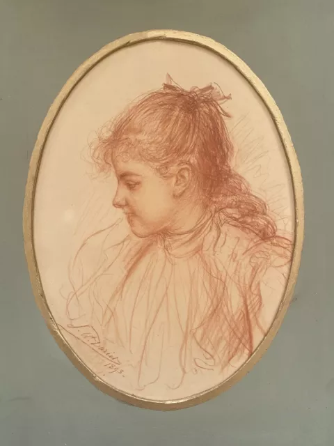 Ecole impressionniste du XIXe siècle. Portrait de femme. Dessin signé, 1893. 2