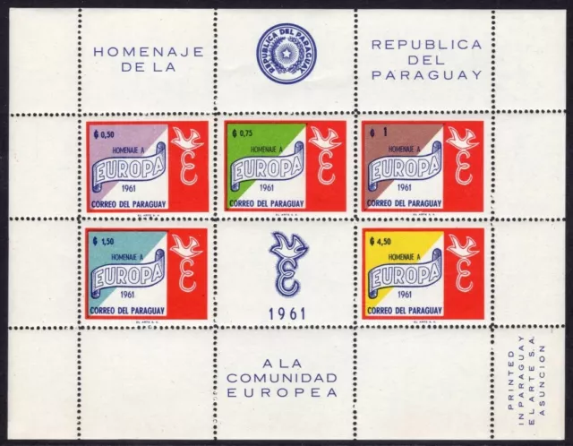 Paraguay Scott # 627a VF MNH 1961 Europa Tribute Perforated Souvenir Sheet