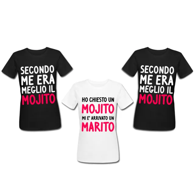 Pacchetto 3 t-shirt Addio al Nubilato sposa e amiche Marito Mojito! hen party!